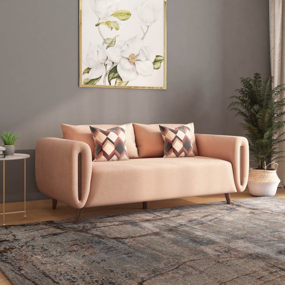 Harper 3 Seater Fabric Sofa- Peach
