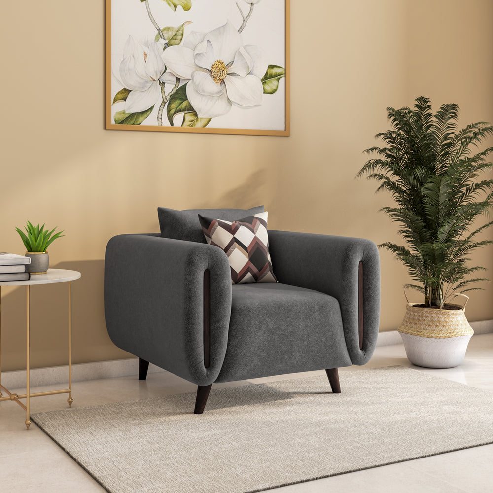 Harper 1 Seater Fabric Sofa- Grey