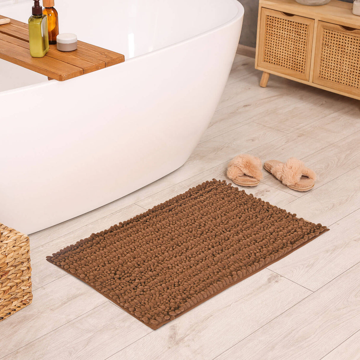Nilkamal Rectangular Polyester 16 X 24 Bath Mat Brown