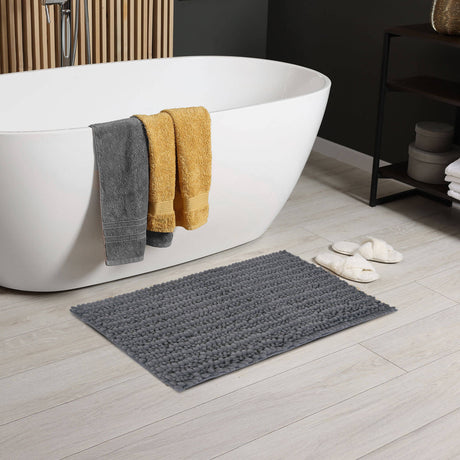 Nilkamal Rectangular Polyester 16 X 24 Bath Mat Grey