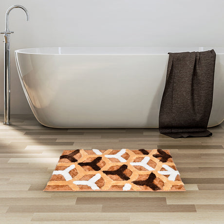Nilkamal Ariana Abstract Polyester 20' x 30' Anti Skid Bath Mat (Brown)