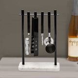Nilkamal Arias by Lara Dutta Stainless Steel Bar Tools Set of 4 With Stand (Black & White)