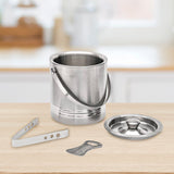 Nilkamal Arias by Lara Dutta Stainless Steel Ice Bucket With Tong and Opener Set of 3 (Silver)