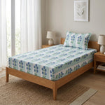 Botanica Pop Polyester Single Bedsheet with Pillow Cover- Multicolor