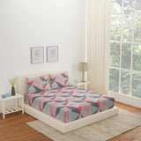 Nilkamal Arias by Lara Dutta Geometric Cotton King Bedsheet With 2 Pillow Covers (Grey)