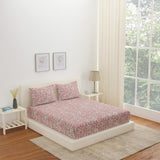 Nilkamal Arias by Lara Dutta Abstract Cotton King Bedsheet With 2 Pillow Covers (Pink) - 02