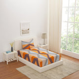 Nilkamal Geometric Polyester Single Bedsheet with 1 Pillow Cover (Orange & Blue)