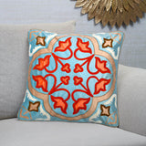 Nilkamal Embroidered Polyester 16" x 16" Cushion Cover (Blue & Orange)