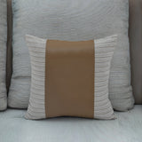 Nilkamal Plain Strap Fabric Leatherette 16 X 16 Cushion Cover Beige