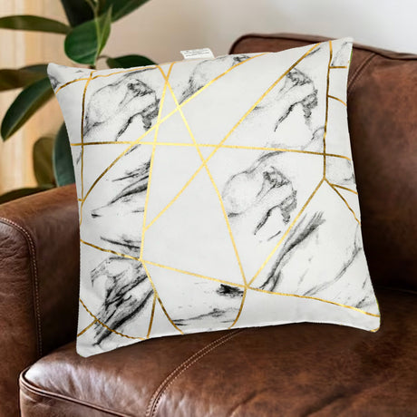 Nilkamal Ariel Monolithic Maze Poly Velvet 16" x 16" Filled Cushion (Grey & Black)
