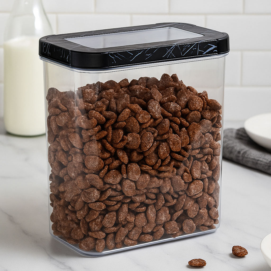 Ebony Rectangular 1800 ml Canister Storage Container- Black