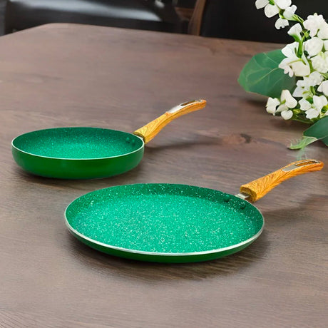 Nilkamal Arias by Lara Dutta Non-Stick Fry Pan With Dosa Tawa Set of 2 (Emerald)