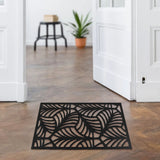 Leaf Design Rubber 18" x 30" Door Mat (Black)