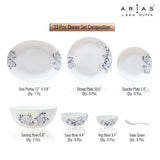 Arias by Lara Dutta Moon Blue Spring Dinner Set - 33 Pieces
