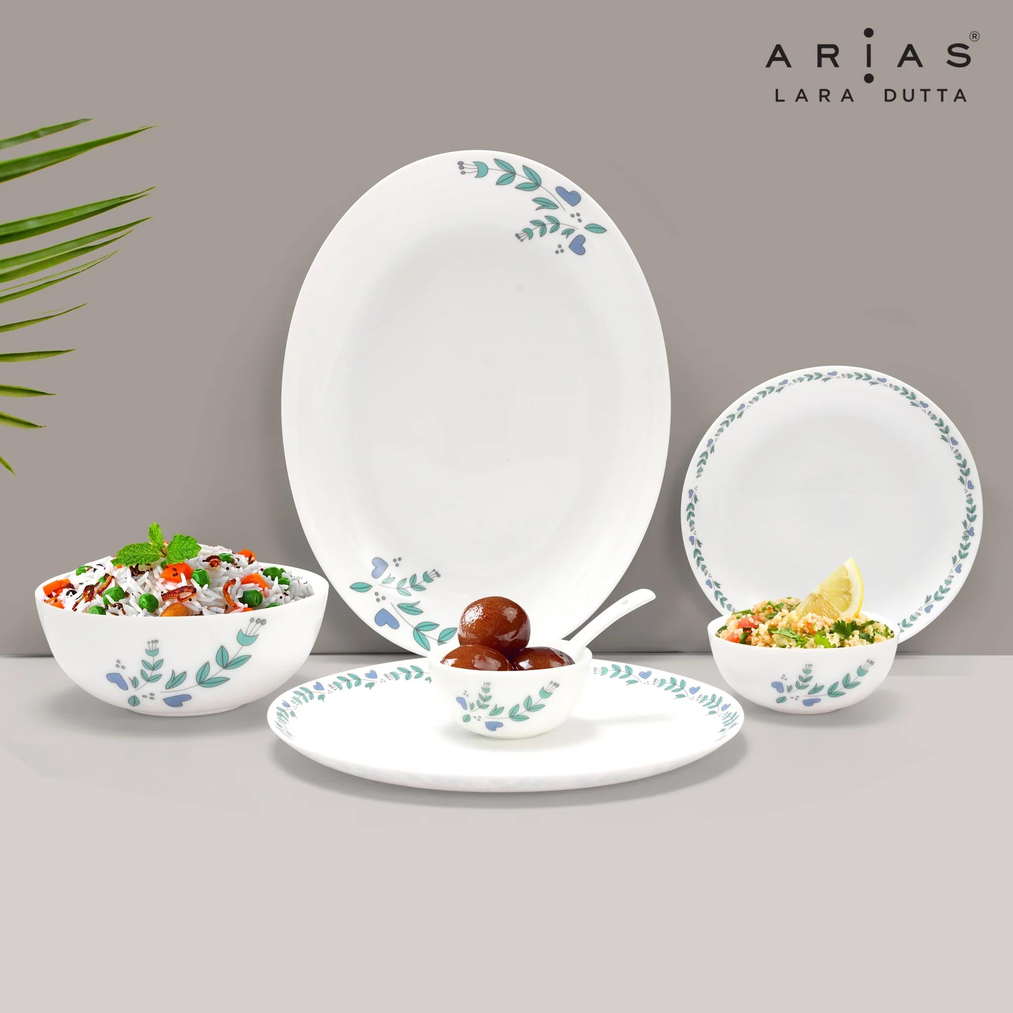 Arias by Lara Dutta Moon Morning Glory Dinner Set - 33 Pieces