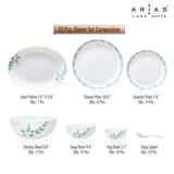 Arias by Lara Dutta Moon Morning Glory Dinner Set - 33 Pieces