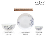Arias by Lara Dutta Moon Blue Spring Dinner Set - 14 Pieces