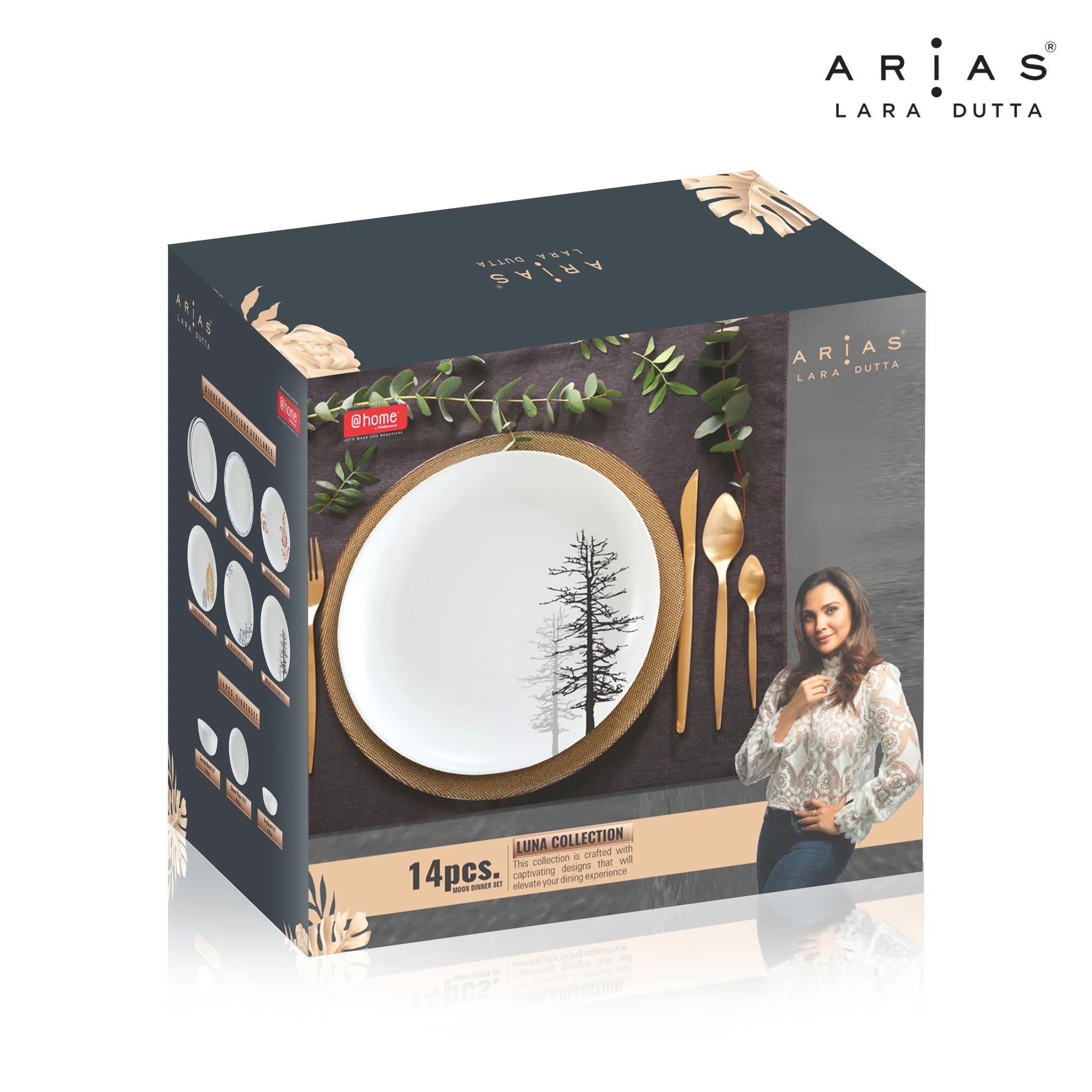 Arias by Lara Dutta Moon Blue Spring Dinner Set - 14 Pieces