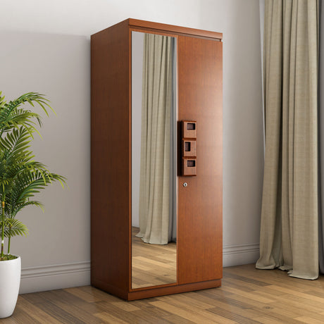 Nilkamal Hedron 2 Door Wardrobe With Mirror (Antique Cherry)