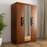 Nilkamal Hedron 3 Door Wardrobe With Mirror (Antique Cherry)