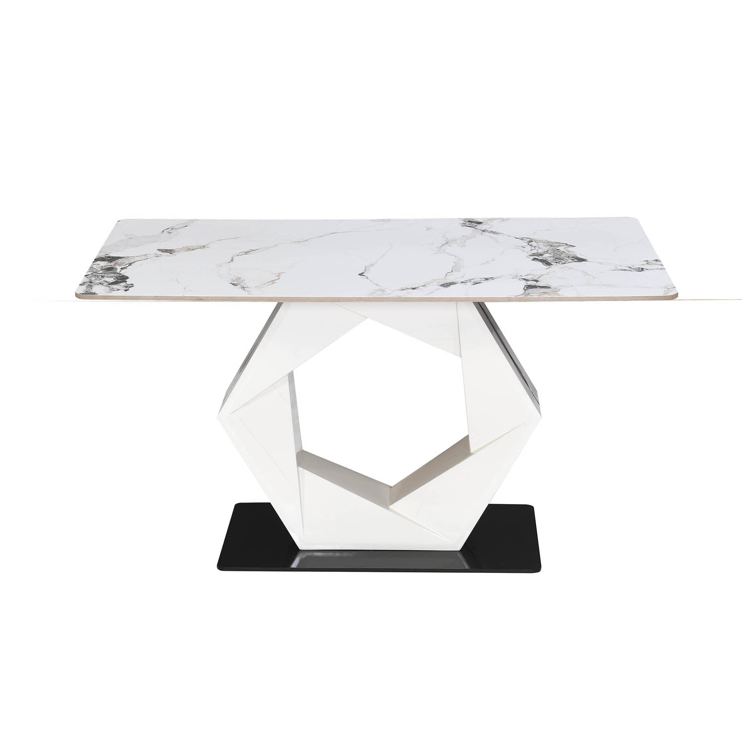 4 Seater Allune Ceramic Dining Set with Hexin Base and Tierra Chairs- Ash White