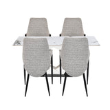 4 Seater Allune Ceramic Dining Set with Hexin Base and Tierra Chairs- Ash White