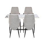 4 Seater Allune Ceramic Dining Set with Hexin Base and Tierra Chairs- Ash White