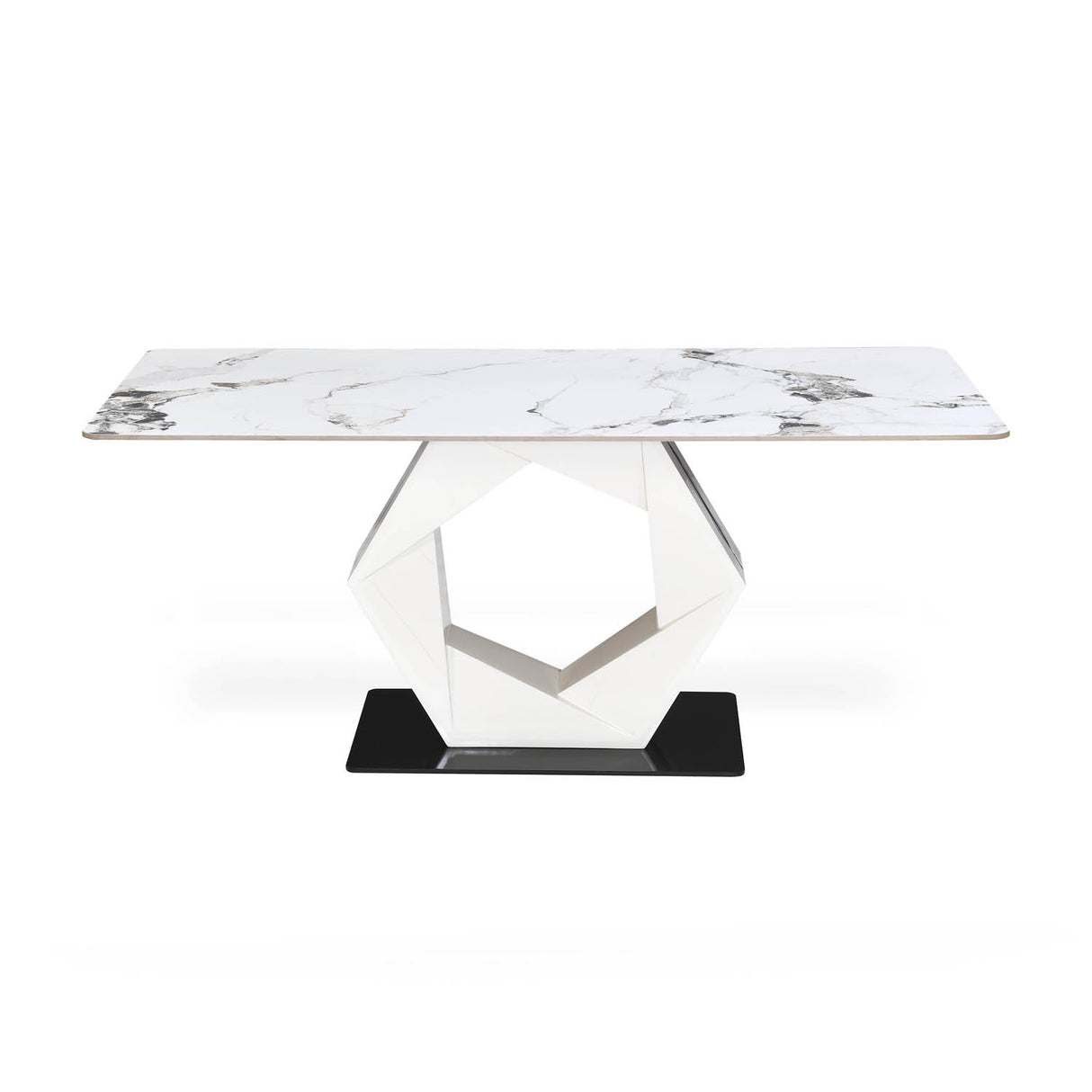 6 Seater Allune Ceramic Dining Set with Hexin Base and Ellipse Chairs- Ash White