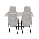 4 Seater Bevon Ceramic Dining Set with Hexin Base and Tierra Chairs- Cloud Beige