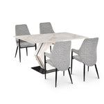 4 Seater Bevon Ceramic Dining Set with Hexin Base and Tierra Chairs- Cloud Beige