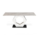 6 Seater Bevon Ceramic Dining Set with Hexin Base and Tierra Chairs- Cloud Beige