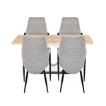 4 Seater Trava Marble Dining Set with Hexin Base and Tierra Chairs- Travertine