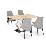 4 Seater Trava Marble Dining Set with Hexin Base and Tierra Chairs- Travertine