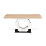 6 Seater Trava Marble Dining Set with Hexin Base and Ellipse Chairs- Travertine