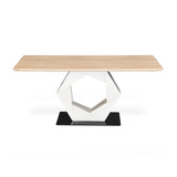 6 Seater Trava Marble Dining Set with Hexin Base and Linzy Chairs- Travertine