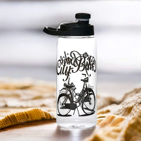 Nilkamal City Bike Print 1000 ml Sports Water Bottle (Black)