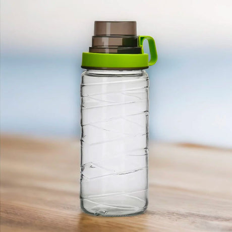 Nilkamal Transparent 1540 Ml Tall Canister With Measure Cup Lid Green