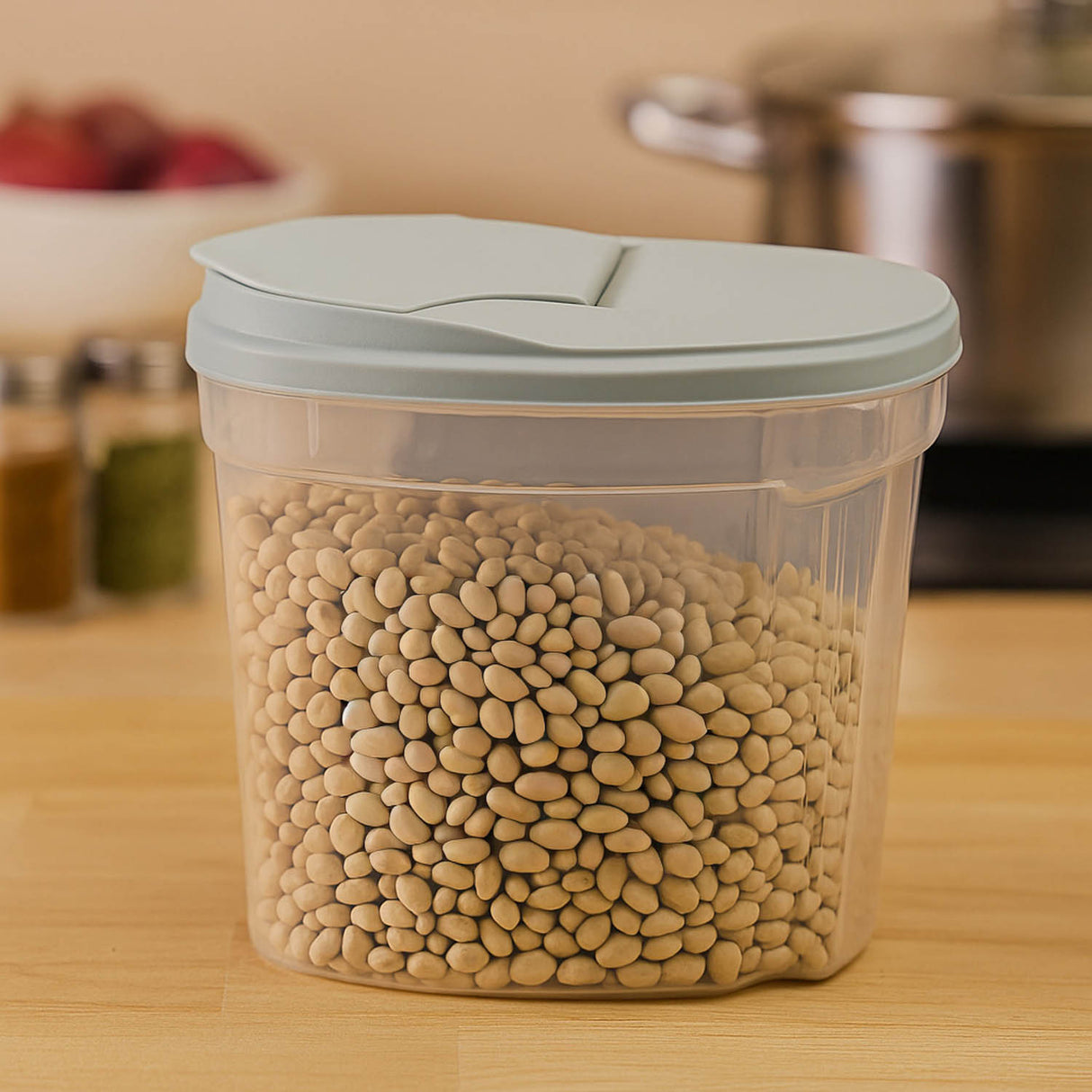 Polypropylene Kitchen Grocery Storage Container 2.9 L- Transparent & Grey