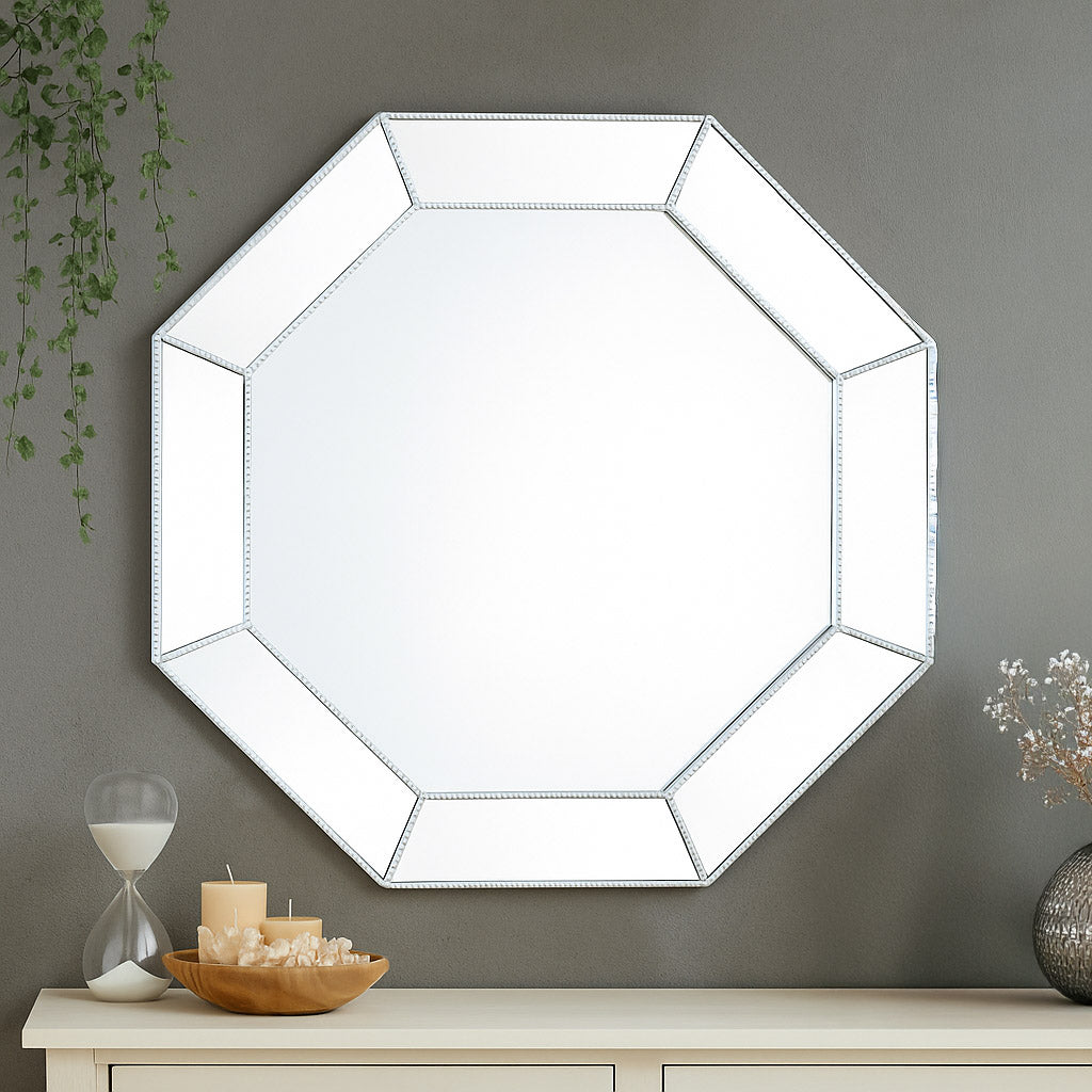 Honeycomb Hexagonal Decorative Mirror- Silver