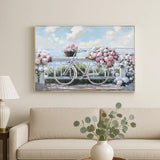 Flowers and Bicycle Canvas Wall Painting (Multicolor)