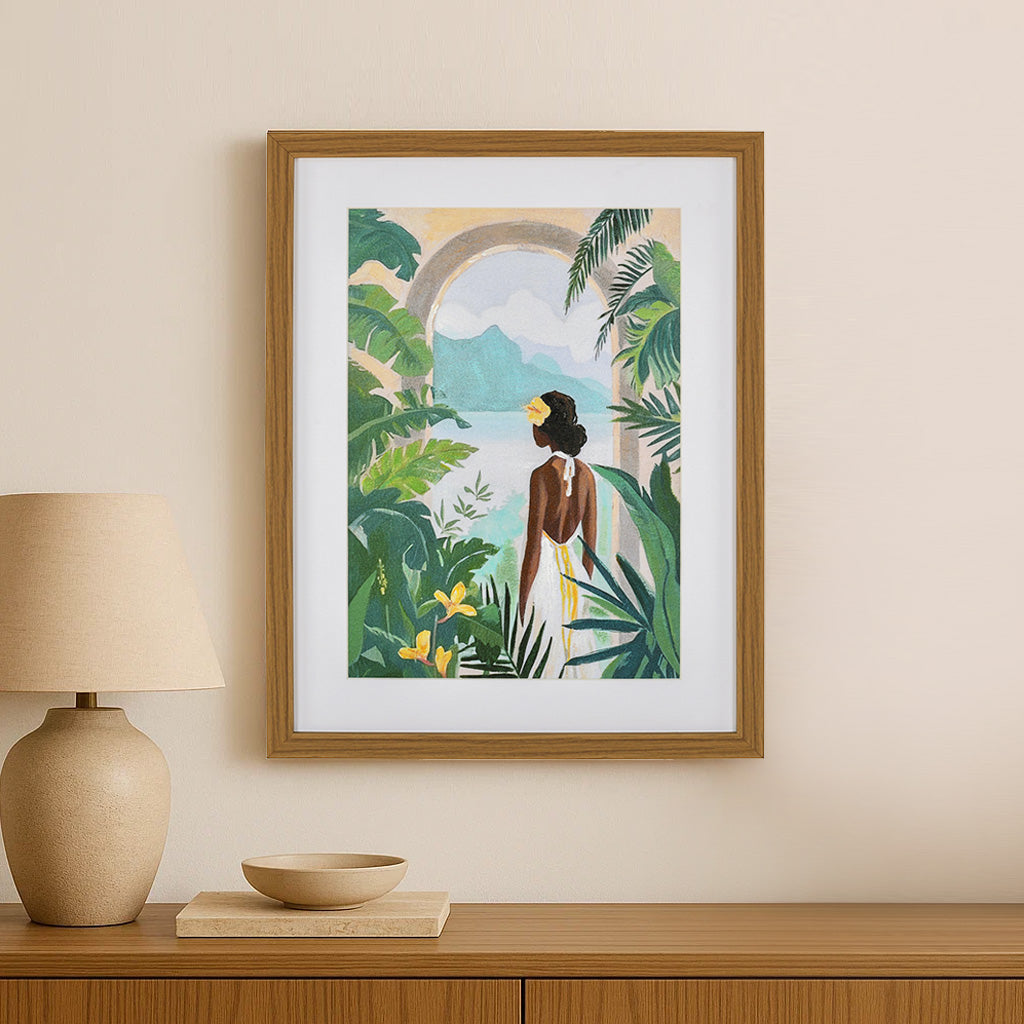 Tropical Woman Canvas Wall Painting (Green)