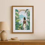 Tropical Woman Canvas Wall Painting (Green)