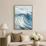 Sea Tides Canvas Wall Painting (Blue & White)