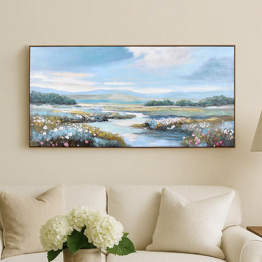 Nature Canvas Wall Painting (Blue & Green)