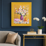 Vase and Books Canvas Wall Painting- Multicolor