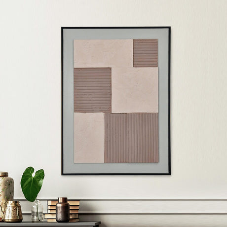 Nilkamal Square Texture Canvas Wall Painting Brown Beige - 01