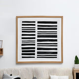 Nilkamal Geometric Horizontal Lines Canvas Wall Painting (Black & White)