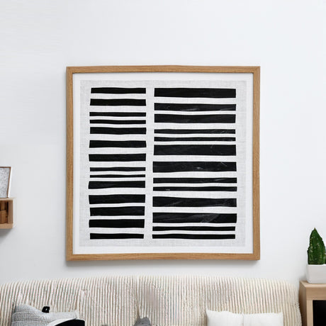 Nilkamal Geometric Horizontal Lines Canvas Wall Painting (Black & White)