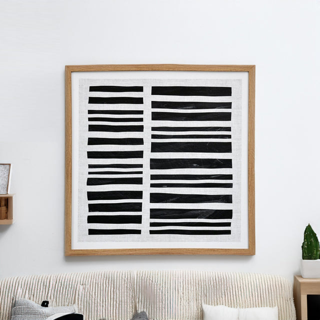 Nilkamal Geometric Horizontal Lines Canvas Wall Painting (Black & White)