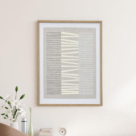 Nilkamal Geometric Lines Canvas Wall Painting (Beige & Cream) - 02